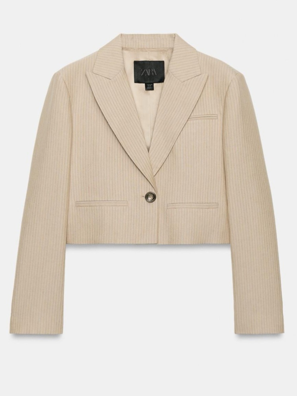 Zara Cropped Beige Blazer Jacket nwt